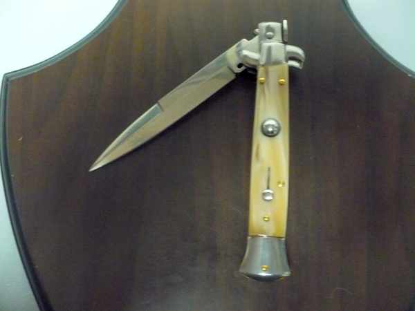 Frank Beltrame - italian stiletto , pugnale - 23 cm - corno di bufalo chiaro - lama baionetta - moddello FB 23/48B -9