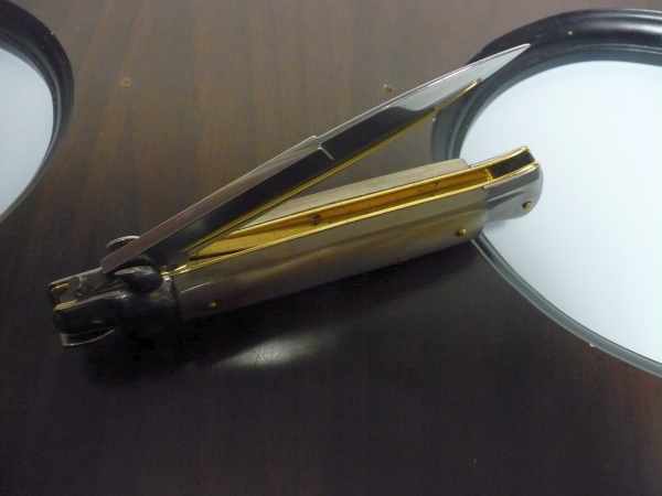 Frank Beltrame - italian stiletto , pugnale - 23 cm - corno di bufalo chiaro - lama baionetta - moddello FB 23/48B -1