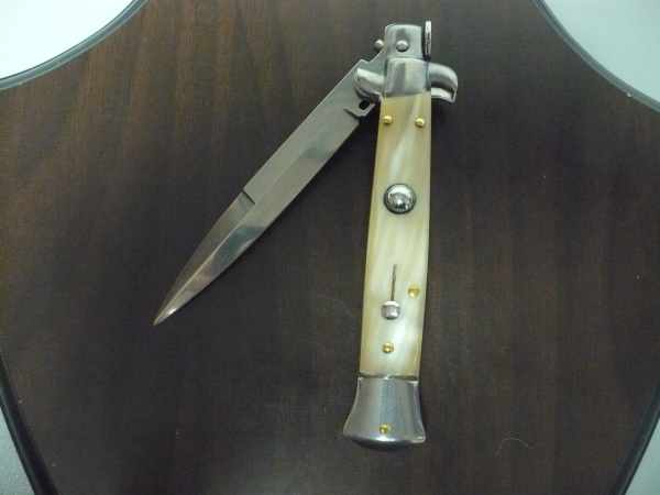 Frank Beltrame - italian stiletto , pugnale - 23 cm - corno di bufalo chiaro - lama baionetta - moddello FB 23/48B -8