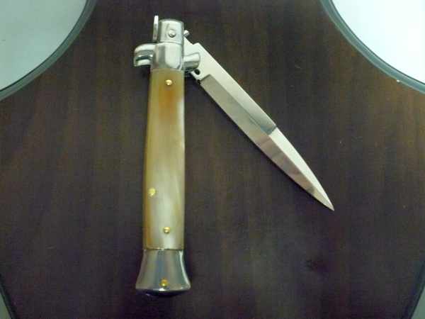 Frank Beltrame - italian stiletto , pugnale - 23 cm - corno di bufalo chiaro - lama baionetta - moddello FB 23/48B -1