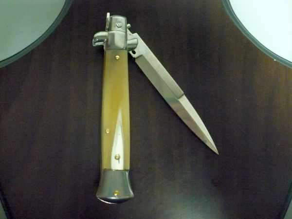 Italian stiletto - pugnale Frank Beltrame - 23 cm - corno di bufalo chiaro, lama baionetta - FB 23/48B - 2