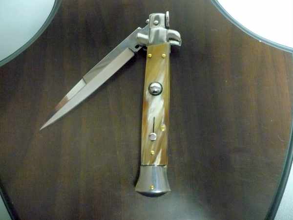 Italian stiletto - pugnale Frank Beltrame - 23 cm - corno di bufalo chiaro , lama baionetta-  FB 23/48B - 3