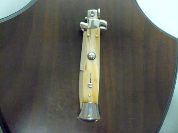 Frank Beltrame - italian stiletto , pugnale - 23 cm - corno di bufalo chiaro - lama baionetta - moddello FB 23/48B -9