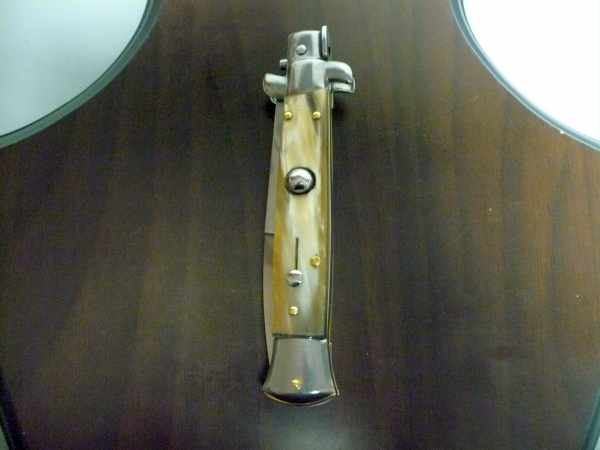 Italian stiletto - pugnale Frank Beltrame - 23 cm -corno di bufalo chiaro- lama baionetta  FB 23/48B - 4