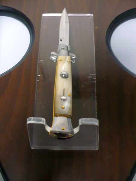 Frank Beltrame - italian stiletto , pugnale - 23 cm - corno di bufalo chiaro - lama baionetta - moddello FB 23/48B -8