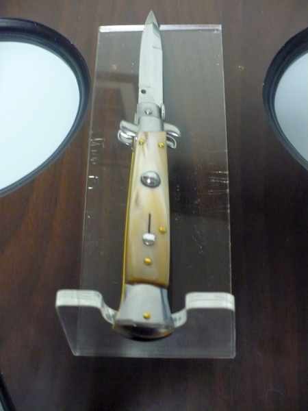 Frank Beltrame - italian stiletto , pugnale - 23 cm - corno di bufalo chiaro - lama baionetta - moddello FB 23/48B -9