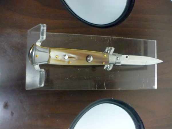 Frank Beltrame - italian stiletto , pugnale - 23 cm - corno di bufalo chiaro - lama baionetta - moddello FB 23/48B -1