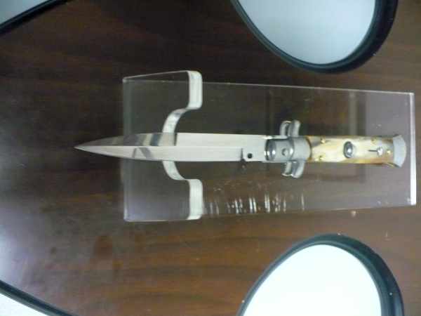 Italian stiletto - pugnale Frank Beltrame - 23 cm -corno di bufalo chiaro- lama baionetta  FB 23/48B - 4