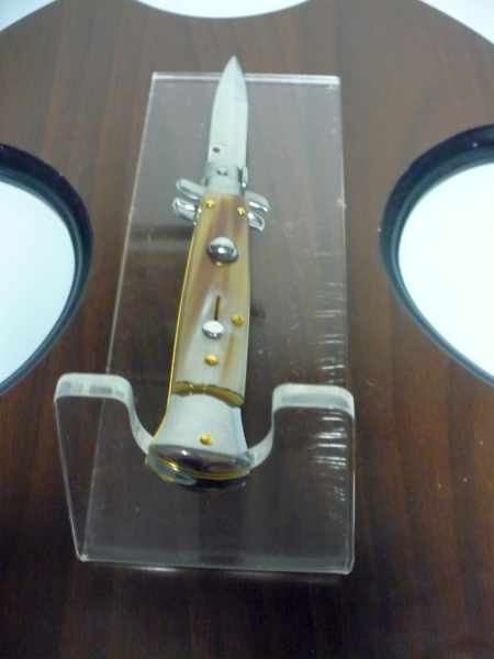 Frank Beltrame - italian stiletto , pugnale - 23 cm - corno di bufalo chiaro - lama baionetta - moddello FB 23/48B -1