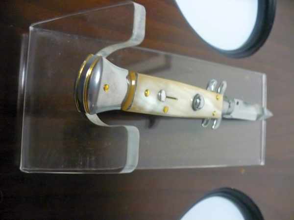 Frank Beltrame - italian stiletto , pugnale - 23 cm - corno di bufalo chiaro - lama baionetta - moddello FB 23/48B -8