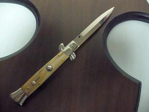 Frank Beltrame - italian stiletto , pugnale - 23 cm - corno di bufalo chiaro - lama baionetta - moddello FB 23/48B -9