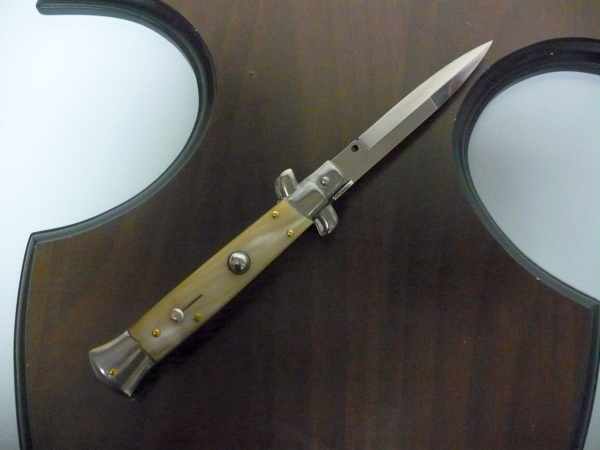 Frank Beltrame - italian stiletto , pugnale - 23 cm - corno di bufalo chiaro - lama baionetta - moddello FB 23/48B -8