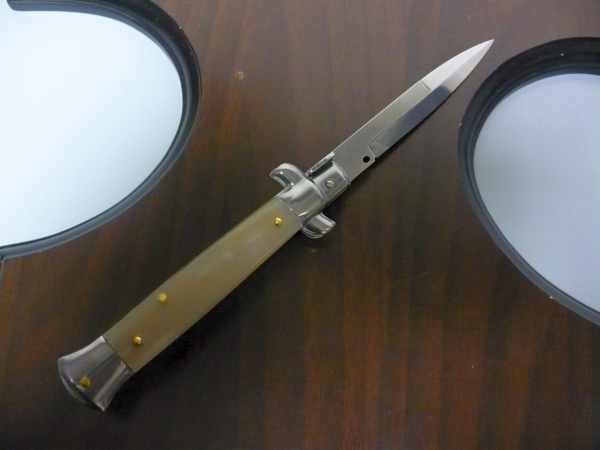 Frank Beltrame - italian stiletto , pugnale - 23 cm - corno di bufalo chiaro - lama baionetta - moddello FB 23/48B -8