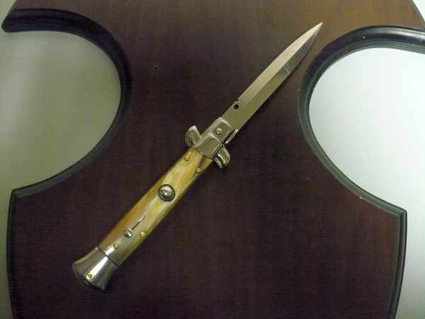 Italian stiletto - pugnale Frank Beltrame - 23 cm -corno di bufalo chiaro- lama baionetta  FB 23/48B - 4