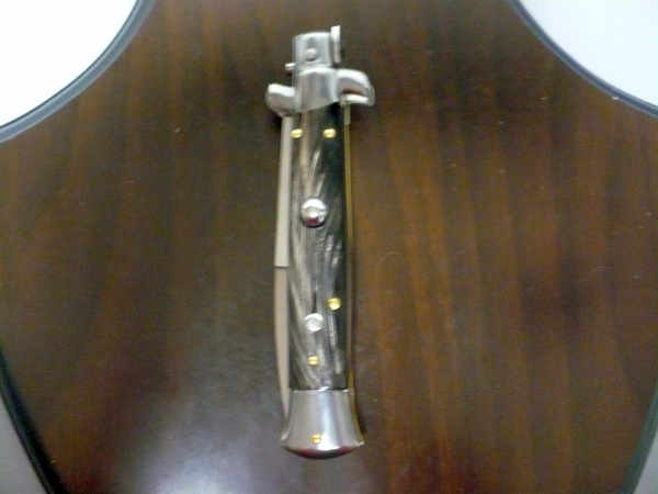Frank Beltrame -italian stiletto - 23 cm-corno di bufalo scuro - lama baionetta  modello FB 23/58B-4