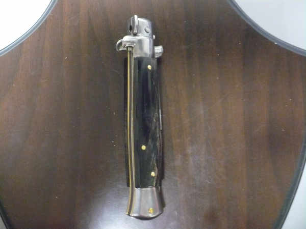 Frank Beltrame -italian stiletto - 23 cm-corno di bufalo scuro - lama baionetta  modello FB 23/58B-4