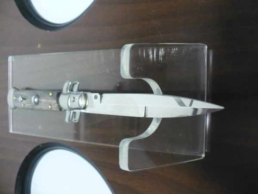 Frank Beltrame , italian stiletto , pugnale - 23 cm , corno di bufalo scuro, lama baionetta , modello FB 23/58B-17