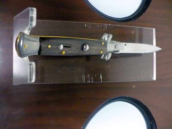 Frank Beltrame , italian stiletto , pugnale - 23 cm , corno di bufalo scuro, lama baionetta , modello FB 23/58B-17