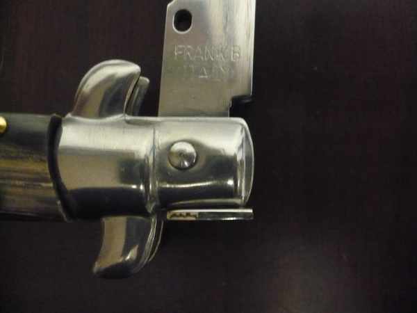 Frank Beltrame , italian stiletto , pugnale - 23 cm , corno di bufalo scuro, lama baionetta , modello FB 23/58B-17