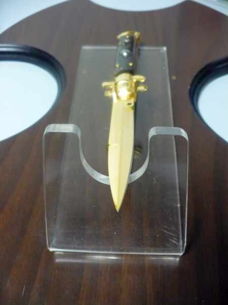 Frank Beltrame , italian stiletto placcato d'oro, pugniale - 23 cm , corno di bufalo, baionetta, modello FB 23/58B -3