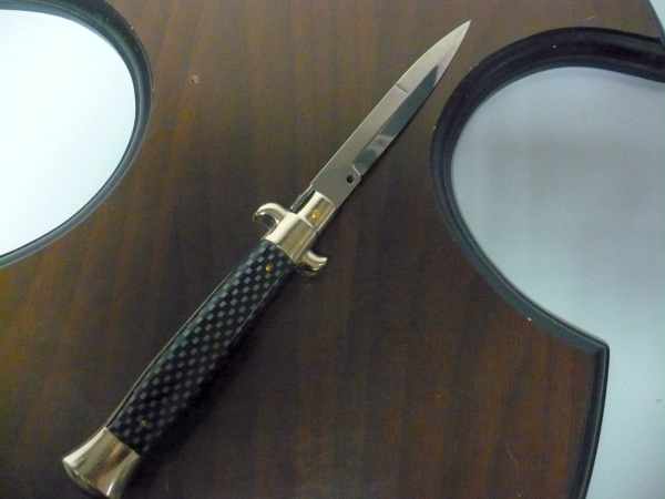 Frank Beltrame - Italian stiletto 23 cm, pugnale, in fibra di carbonio , lama baionetta