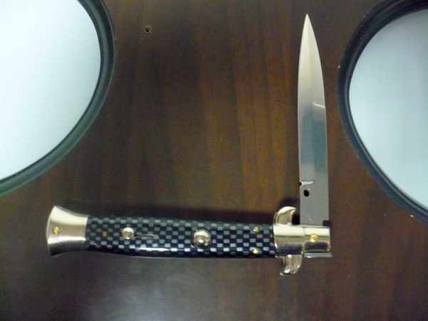 Frank Beltrame - Italian stiletto 23 cm, pugnale, in fibra di carbonio , lama baionetta