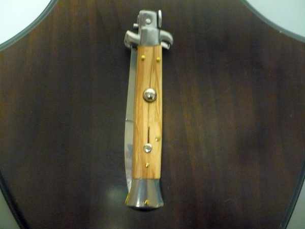 Frank Beltrame-23cm- coltello a scatto - pugnale -legno di olive / olive wood- modello FB 23/94B - 7