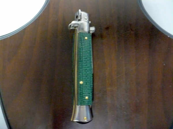 Frank Beltrame - Italian stiletto 23 cm, pugnale, in micarta green canvas , lama baionetta