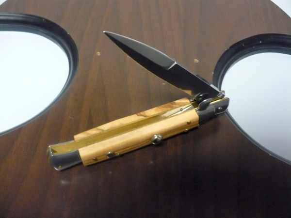 Frank Beltrame-23cm- coltello a scatto - pugnale -legno di olive / olive wood- modello FB 23/94B - 11