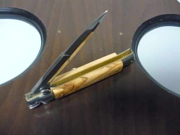 Frank Beltrame-23cm- coltello a scatto - pugnale -legno di olive / olive wood- modello FB 23/94B - 11