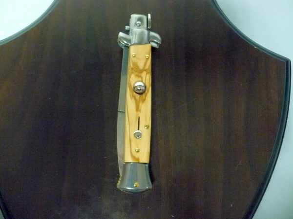 Frank Beltrame-23cm- coltello a scatto - pugnale -legno di olive / olive wood- modello FB 23/94B - 6