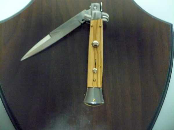 Frank Beltrame-23cm- coltello a scatto - pugnale -legno di olive / olive wood- modello FB 23/94B - 11