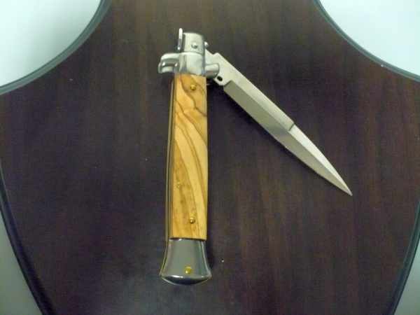 Frank Beltrame-23cm- coltello a scatto - pugnale -legno di olive / olive wood- modello FB 23/94B - 11