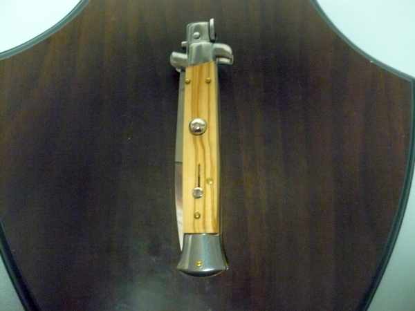Frank Beltrame-23cm- coltello a scatto - pugnale -legno di olive / olive wood- modello FB 23/94B - 11