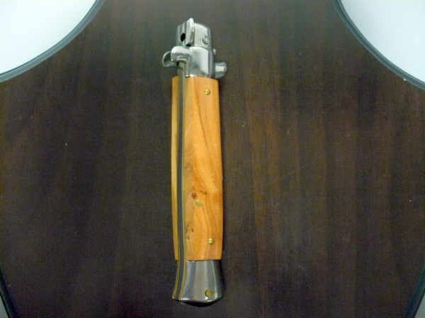 Frank Beltrame-23cm- coltello a scatto - pugnale -legno di olive / olive wood- lama baionetta modello FB 23/94B - 2