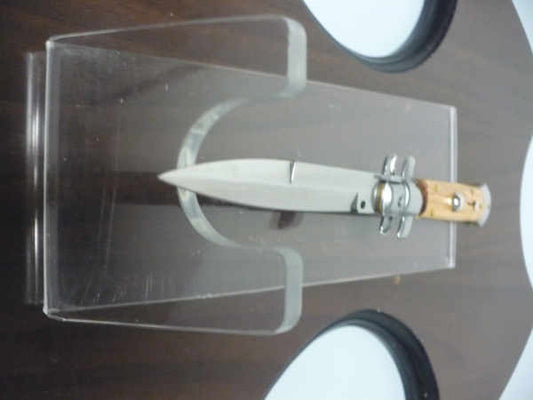 Frank Beltrame-23cm- coltello a scatto - pugnale -legno di olive / olive wood- lama baionetta modello FB 23/94B - 2