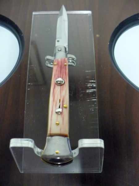 Frank Beltrame, italian stiletto- 23 cm, osso di cammello invecchiato in liguido di anilina 20 anni, baionetta - 4