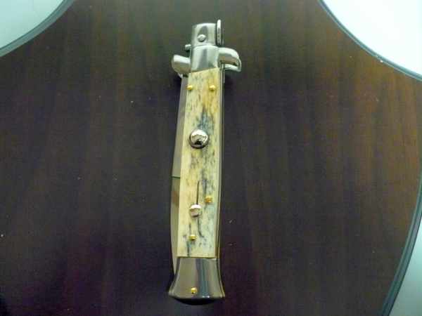 Frank Beltrame, italian stiletto- 23 cm, osso di cammello invecchiato 10 anni, baionetta - 2