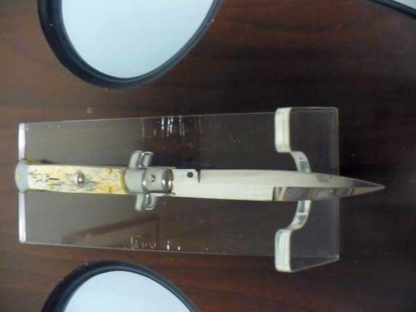 Frank Beltrame, italian stiletto- 23 cm, osso di cammello invecchiato 10 anni, baionetta - 2