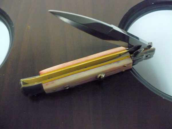 Frank Beltrame, italian stiletto- 23 cm, osso di cammello invecchiato in liguido di anilina 20 anni, baionetta - 3