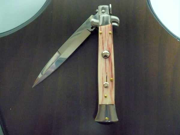 Frank Beltrame, italian stiletto- 23 cm, osso di cammello invecchiato in liguido di anilina 20 anni, baionetta - 3