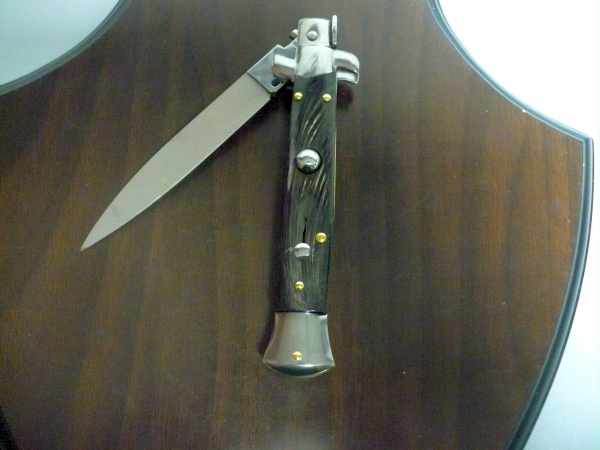 Frank Beltrame -italian stiletto - 23 cm-corno di bufalo scuro - lama classica  modello FB 23/58C -11