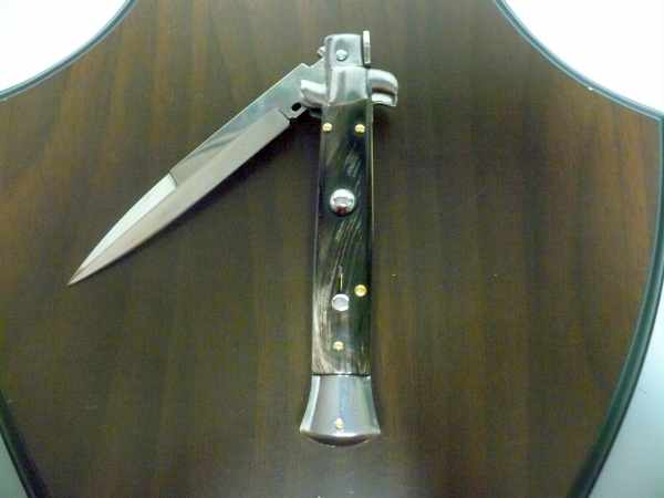 Italian stiletto - pugnale Frank Beltrame - 23 cm -corno di bufalo scuro- lama baionetta  FB 23/58B - 7