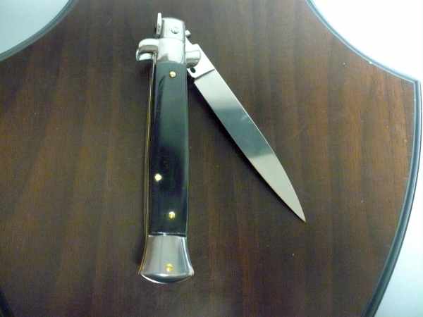 Frank Beltrame -italian stiletto - 23 cm-corno di bufalo scuro - lama classica  modello FB 23/58C -11
