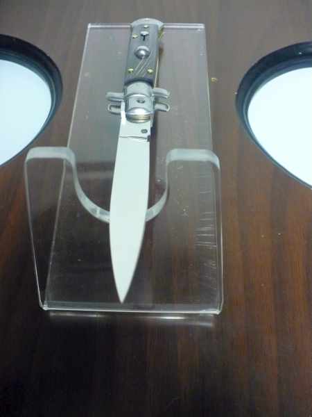 Frank Beltrame , italian stiletto - 23 cm , corno di bufalo scuro - lama baionetta , modello FB 23/58C - 9