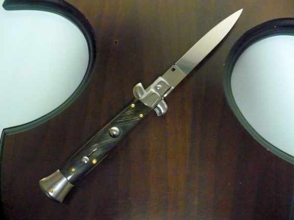 Frank Beltrame -italian stiletto - 23 cm-corno di bufalo scuro - lama classica  modello FB 23/58C-3