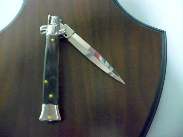 Frank Beltrame -italian stiletto - 23 cm-corno di bufalo scuro - dagger  modello FB 23/58D - 5