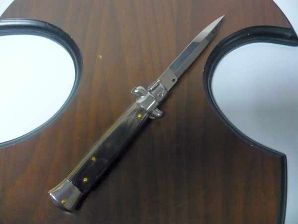 Frank Beltrame -italian stiletto - 23 cm-corno di bufalo scuro - dagger  modello FB 23/58D - 5