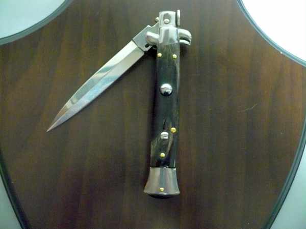 Frank Beltrame , italian stiletto , pugnale - 23 cm , corno di bufalo scuro,lama dagger , modello FB 23/58D -19