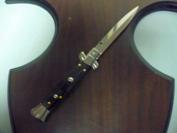 Frank Beltrame , italian stiletto , pugnale - 23 cm , corno di bufalo scuro,lama dagger , modello FB 23/58D -21